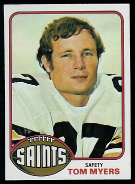 Tom Myers 1976 Topps football card