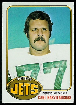 Carl Barzilauskas 1976 Topps football card