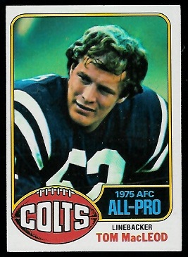 Tom MacLeod 1976 Topps football card