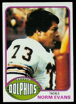 Norm Evans 1976 Topps football card