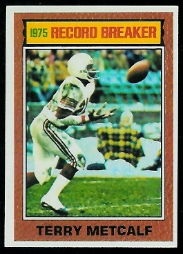 Terry Metcalf: Record Breaker 1976 Topps football card Terry Metcalf: Record Breaker 1976 Topps football card