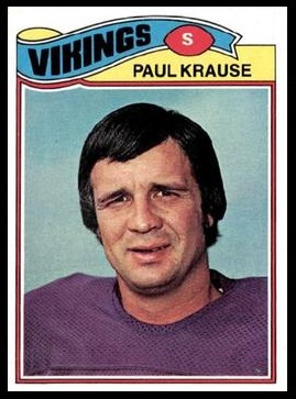 Paul Krause 1977 Topps football card