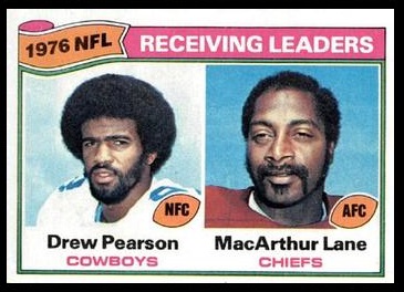 Receiving Leaders 1977 Topps football card Receiving Leaders 1977 Topps football card