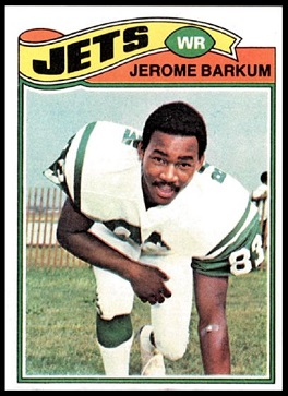Jerome Barkum 1977 Topps football card Jerome Barkum 1977 Topps football card