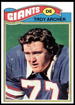 Troy Archer 1977 Topps football card