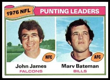 Punting Leaders 1977 Topps football card Punting Leaders 1977 Topps football card