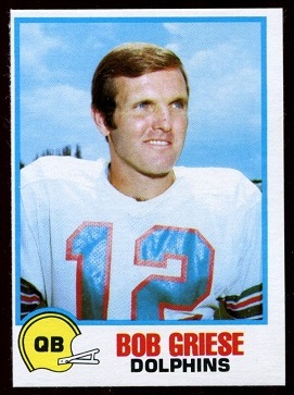 Bob Griese 1978 Holsum Bread football card