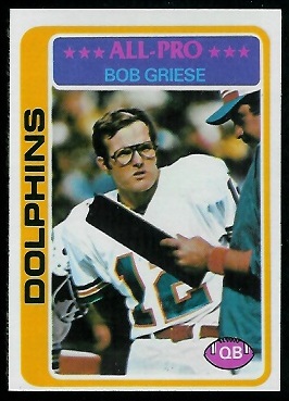 Bob Griese 1978 Topps football card