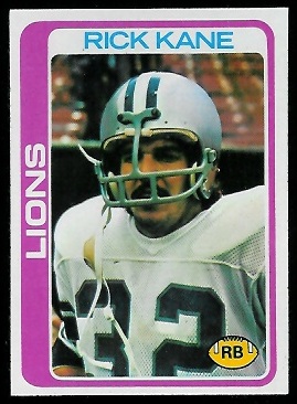 Rick Kane 1978 Topps football card