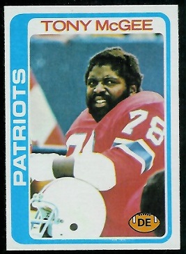 Tony McGee 1978 Topps football card