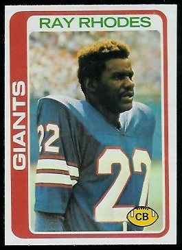 Ray Rhodes 1978 Topps football card