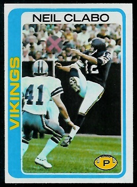 Neil Clabo 1978 Topps football card