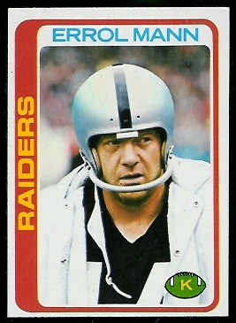 Errol Mann 1978 Topps football card