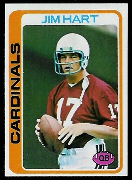 Jim Hart 1978 Topps football card Jim Hart 1978 Topps football card