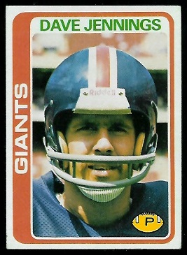 Dave Jennings 1978 Topps football card Dave Jennings 1978 Topps football card