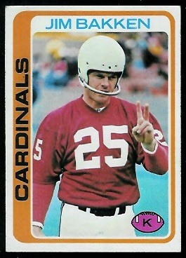 Jim Bakken 1978 Topps football card