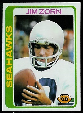 Jim Zorn 1978 Topps football card