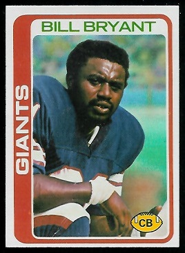 Bill Bryant 1978 Topps football card