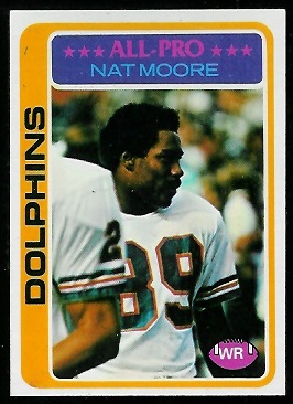 Nat Moore 1978 Topps football card