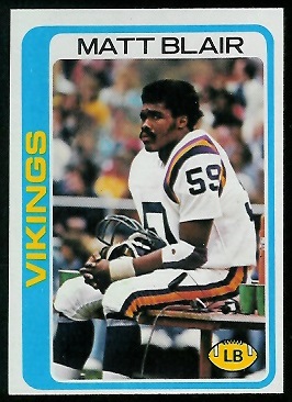 Matt Blair 1978 Topps football card