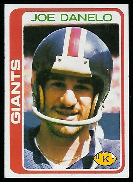 Joe Danelo 1978 Topps football card