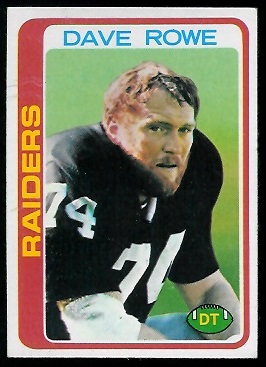 Dave Rowe 1978 Topps football card