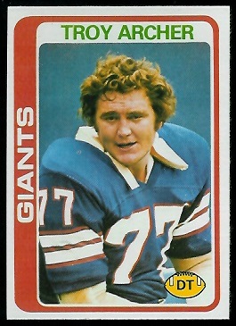 Troy Archer 1978 Topps football card