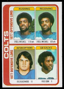 Colts Leaders 1978 Topps football card Colts Leaders 1978 Topps football card