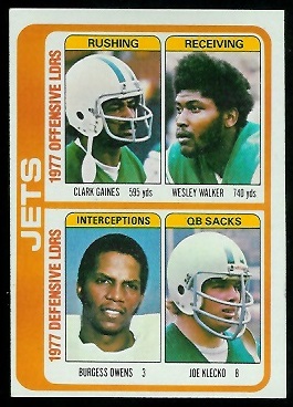 Jets Leaders 1978 Topps football card