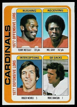 Cardinals Leaders 1978 Topps football card