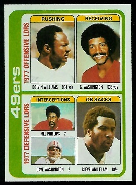 49ers Leaders 1978 Topps football card