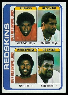 Redskins Leaders 1978 Topps football card