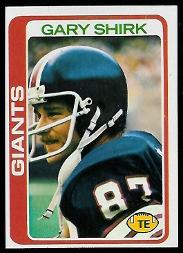 Gary Shirk 1978 Topps football card