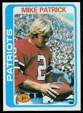 Mike Patrick 1978 Topps football card