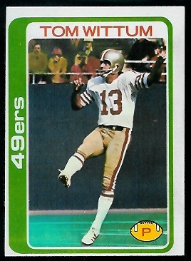 Tom Wittum 1978 Topps football card