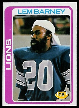 Lem Barney 1978 Topps football card Lem Barney 1978 Topps football card