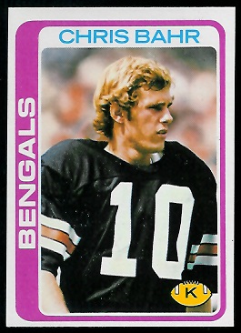 Chris Bahr 1978 Topps football card