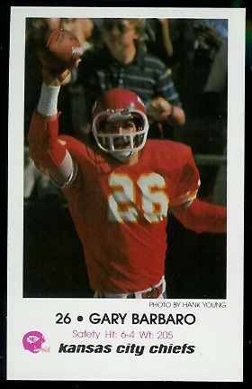 Gary Barbaro 1979 Chiefs Police football card