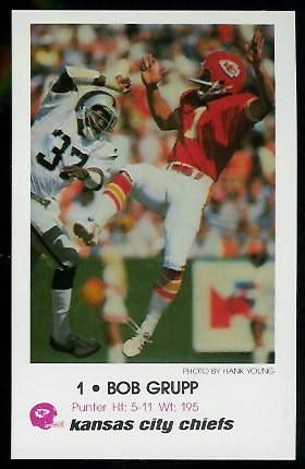 Bob Grupp 1979 Chiefs Police football card