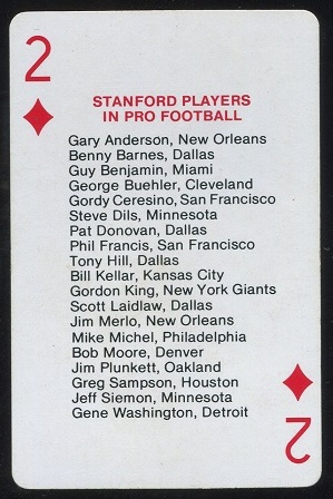 Stanford Players in Pro Football 1979 Stanford Playing Cards football card