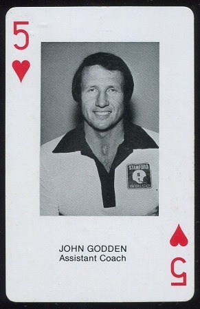 John Godden 1979 Stanford Playing Cards football card John Godden 1979 Stanford Playing Cards football card