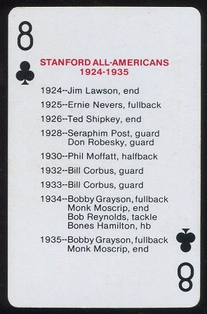 All-Americans 1924-1935 1979 Stanford Playing Cards football card