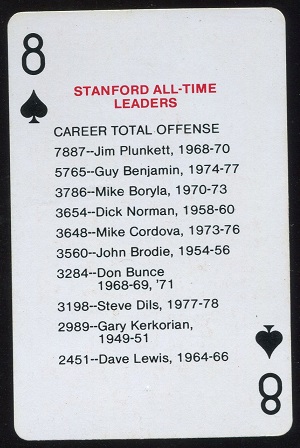 All-Time Leaders - Career Total Offense 1979 Stanford Playing Cards football card