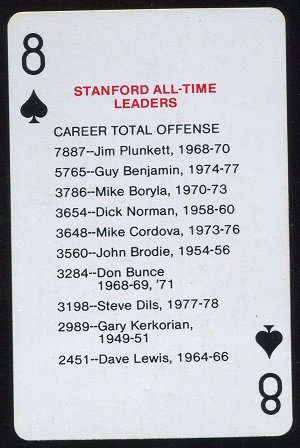 All-Time Leaders - Career Total Offense 1979 Stanford Playing Cards football card
