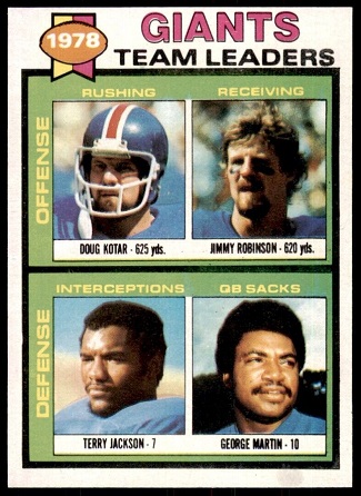 Giants Team Leaders 1979 Topps football card