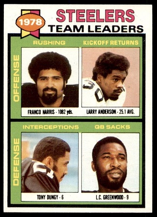 Steelers Team Leaders 1979 Topps football card Steelers Team Leaders 1979 Topps football card