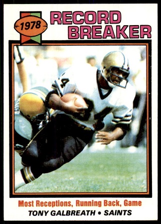1978 Record Breaker: Most Receptions, Running Back, Game 1979 Topps football card