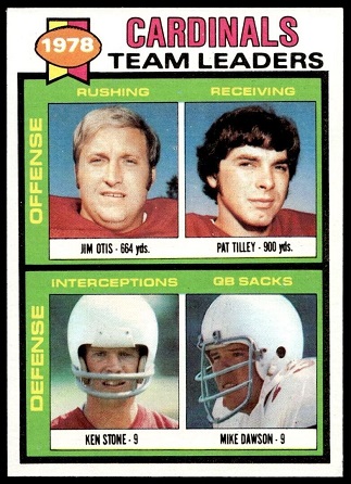 Cardinals Team Leaders 1979 Topps football card Cardinals Team Leaders 1979 Topps football card