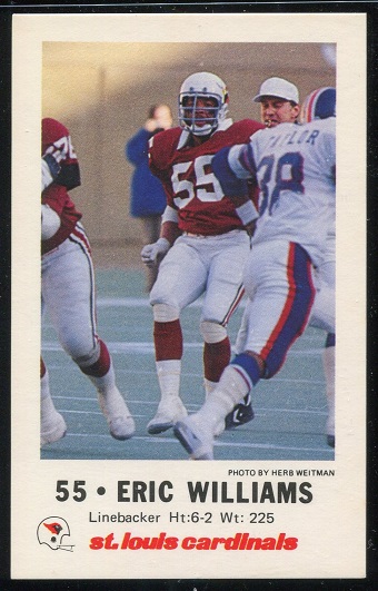 Eric Williams 1980 Cardinals Police football card Eric Williams 1980 Cardinals Police football card