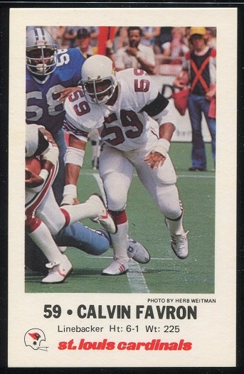 Calvin Favron 1980 Cardinals Police football card Calvin Favron 1980 Cardinals Police football card